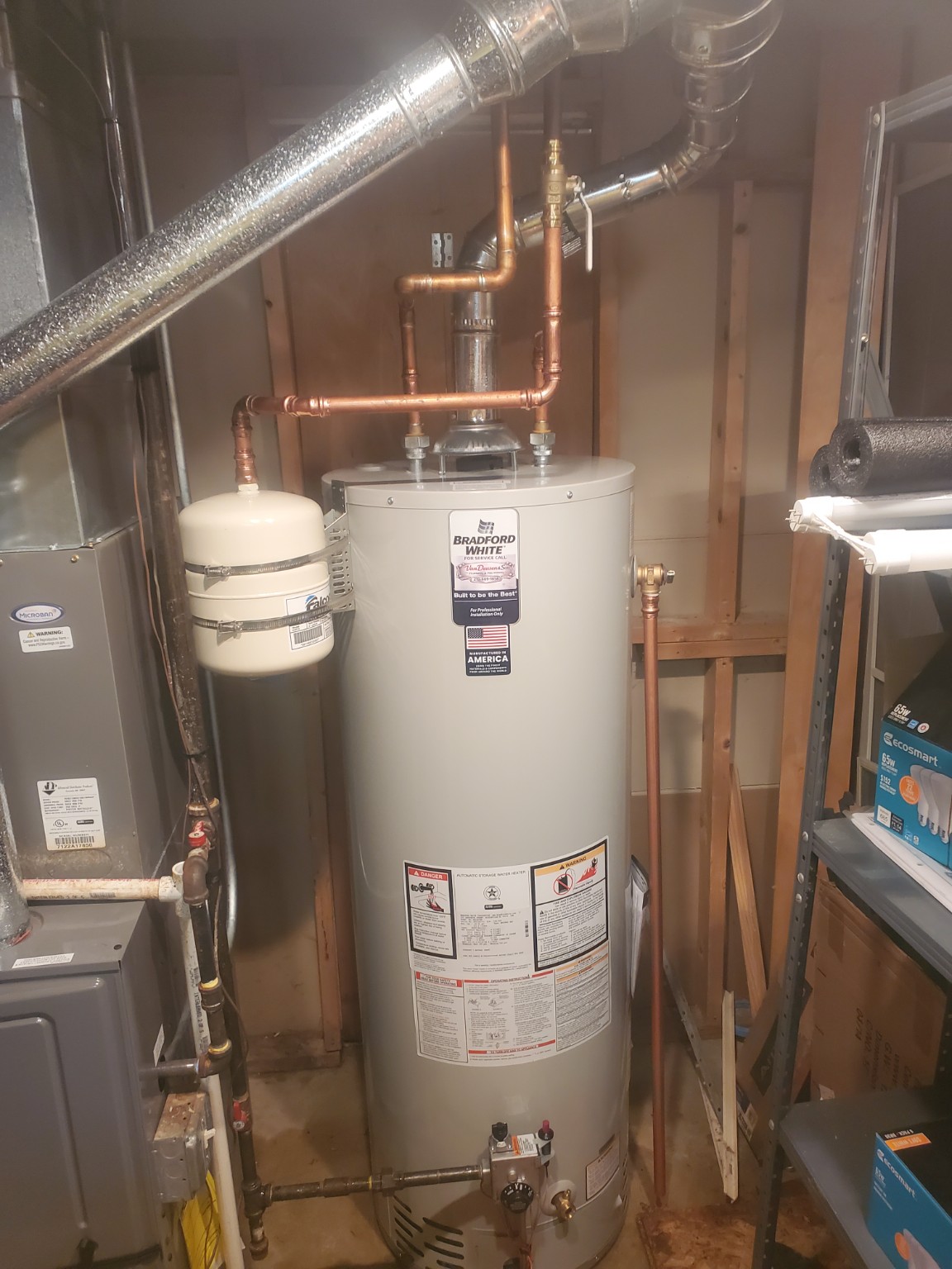 Bradford White water heater installed by VanDeusen & Son near Hebron, Indiana